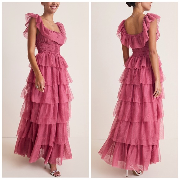 Francesca’s Cindy Tulle Tiered Maxi Dress, XS - Picture 1 of 3